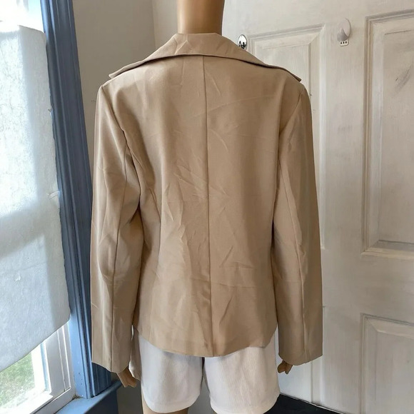 VTG Handmade/Machine Sew Blazer Womens M-L Cream 2 Button Business Suit Jacket - Picture 6 of 6